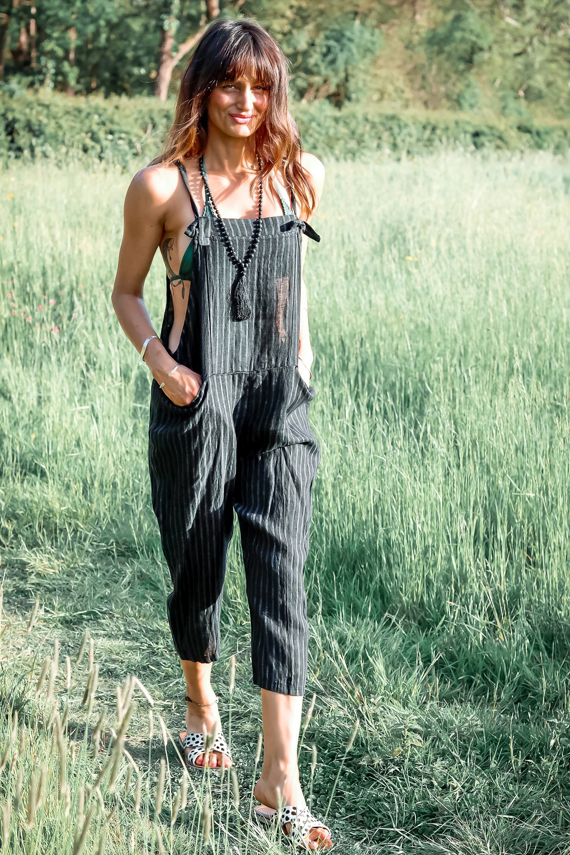 Linen dungarees on sale